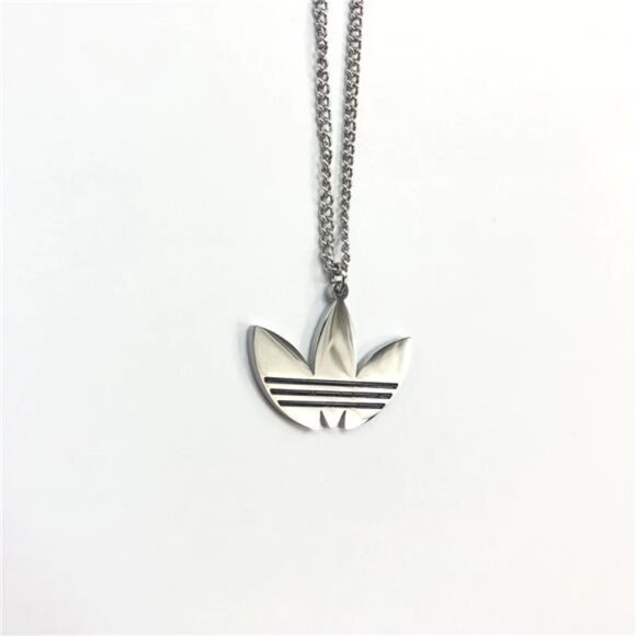 NEW ADIDAS INSPIRED LOGO SILVER PLATED METAL NECKLACE 24" WITH ADJUSTER - Picture 1 of 5